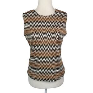 Vintage 90s Apostrophe Brown Zig Zag Chevron Stripe Tank Top M